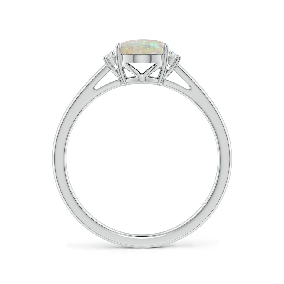 8x6mm AAA Oval-Shaped Opal Solitaire Ring with Diamond Accents in 9K White Gold side 199