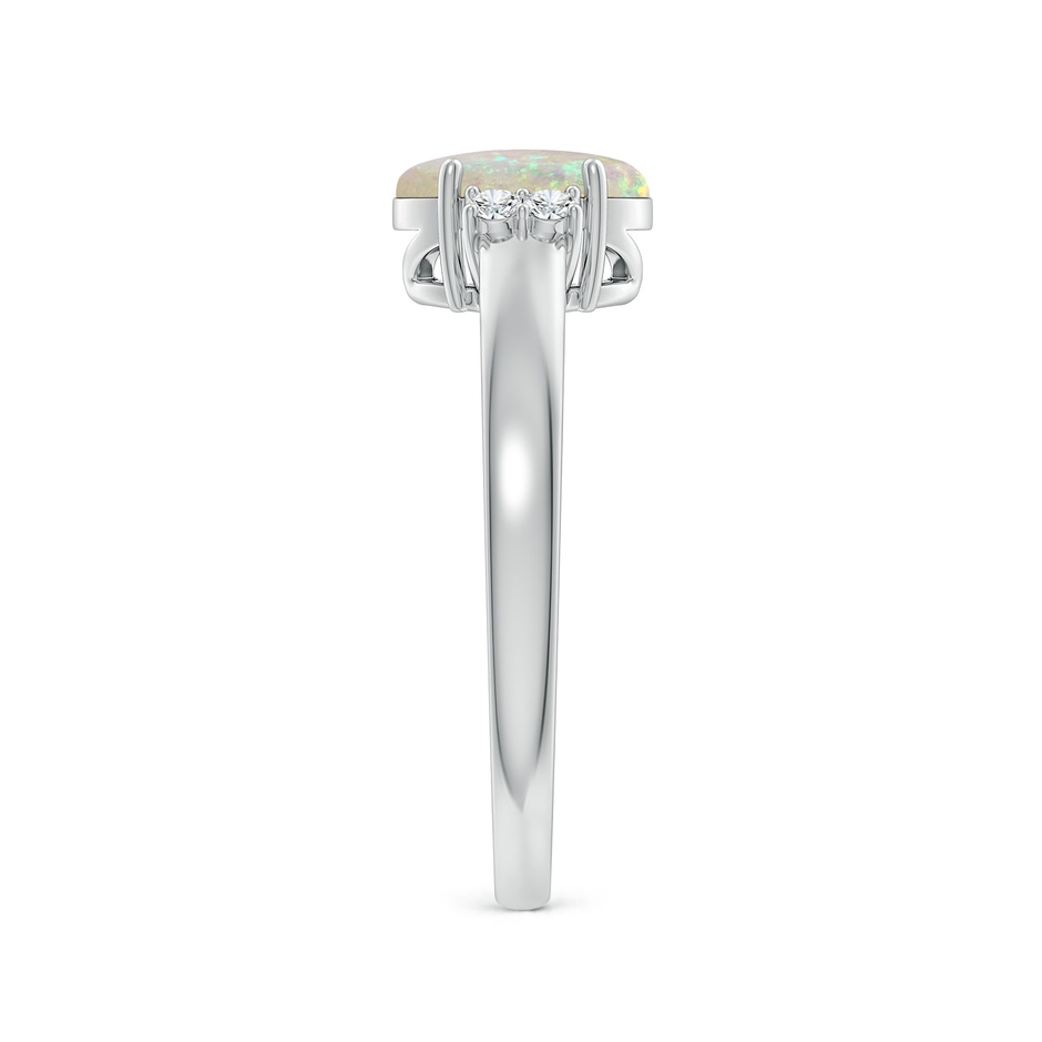 8x6mm AAA Oval-Shaped Opal Solitaire Ring with Diamond Accents in 9K White Gold side 299