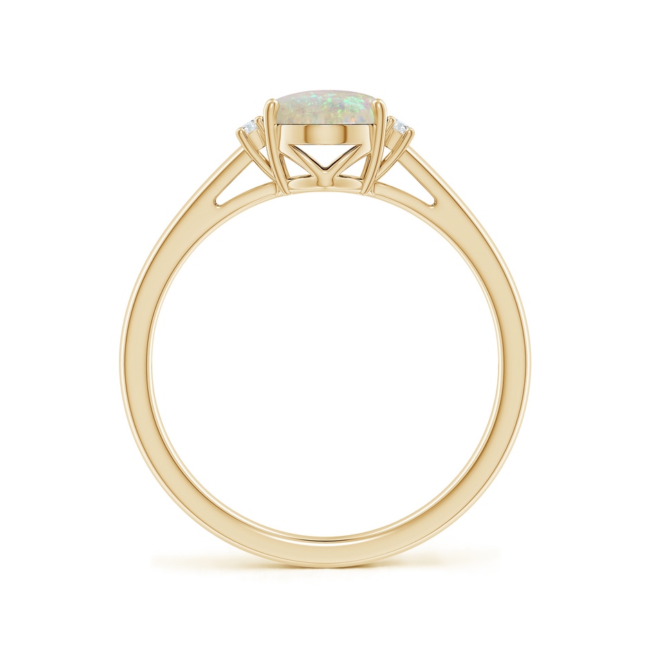 8x6mm AAA Oval-Shaped Opal Solitaire Ring with Diamond Accents in Yellow Gold side 199