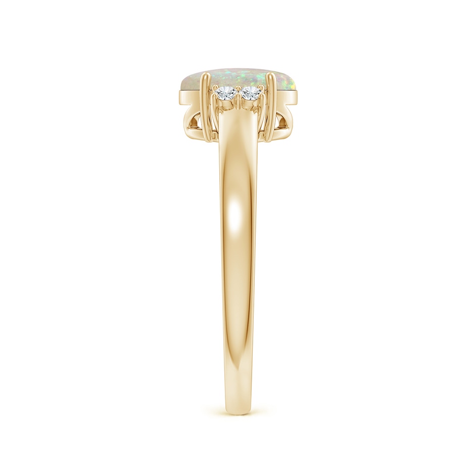 8x6mm AAA Oval-Shaped Opal Solitaire Ring with Diamond Accents in Yellow Gold side 299