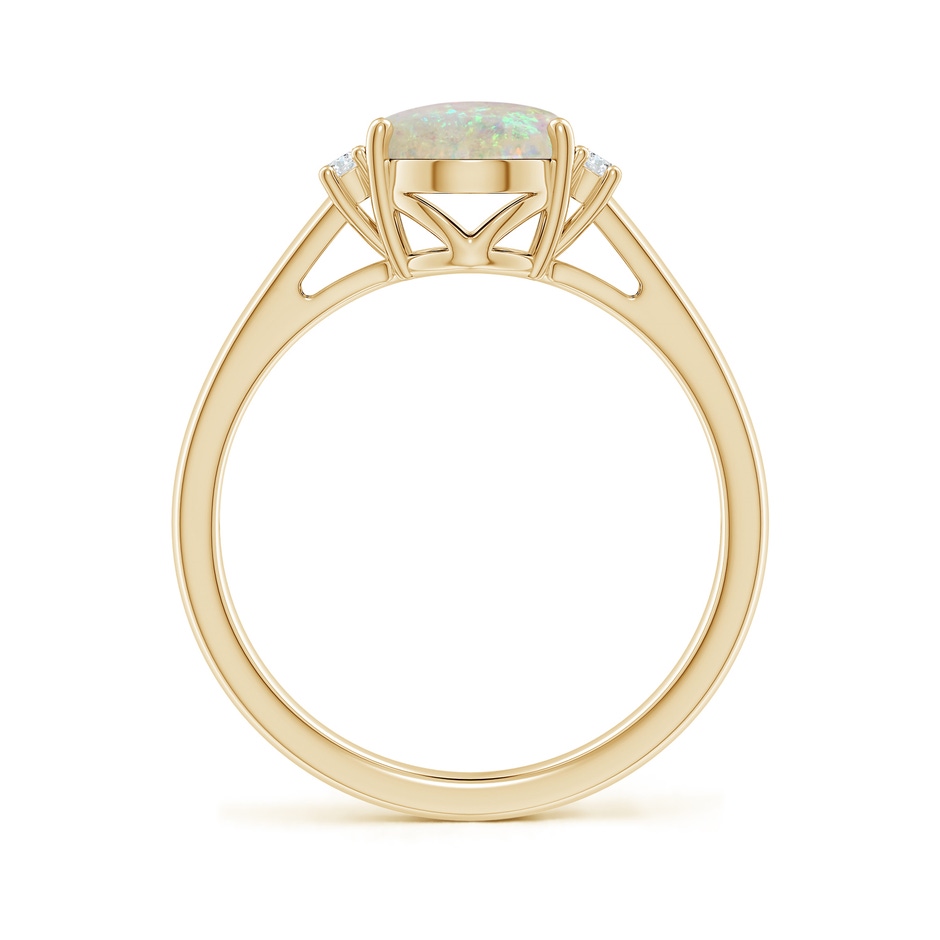 9x7mm AAA Oval-Shaped Opal Solitaire Ring with Diamond Accents in Yellow Gold side 199