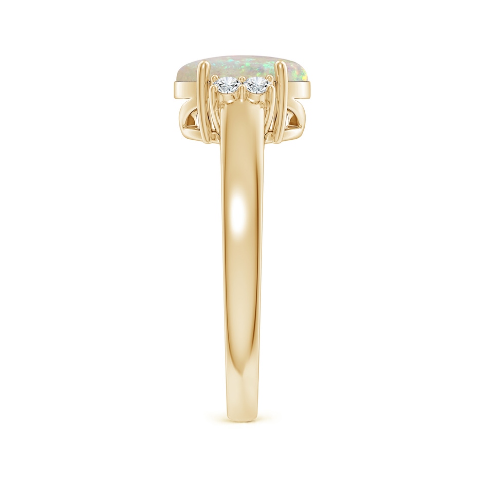 9x7mm AAA Oval-Shaped Opal Solitaire Ring with Diamond Accents in Yellow Gold side 299