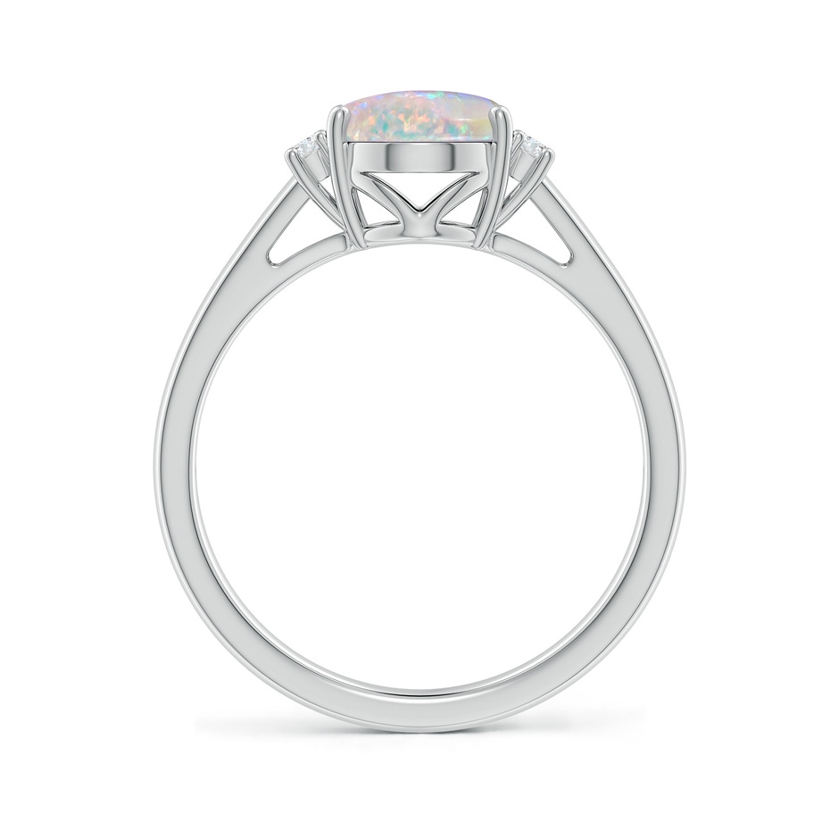 9x7mm AAAA Oval-Shaped Opal Solitaire Ring with Diamond Accents in 10K White Gold side 199