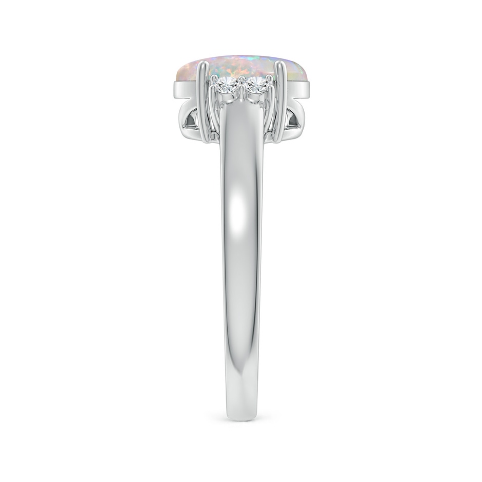 9x7mm AAAA Oval-Shaped Opal Solitaire Ring with Diamond Accents in 10K White Gold side 299