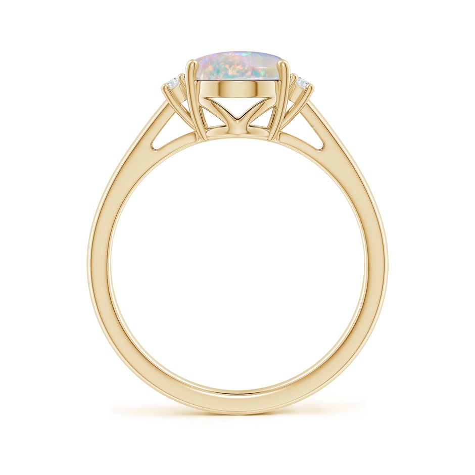 9x7mm AAAA Oval-Shaped Opal Solitaire Ring with Diamond Accents in Yellow Gold side 199