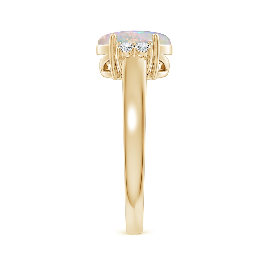9x7mm AAAA Oval-Shaped Opal Solitaire Ring with Diamond Accents in Yellow Gold side 299
