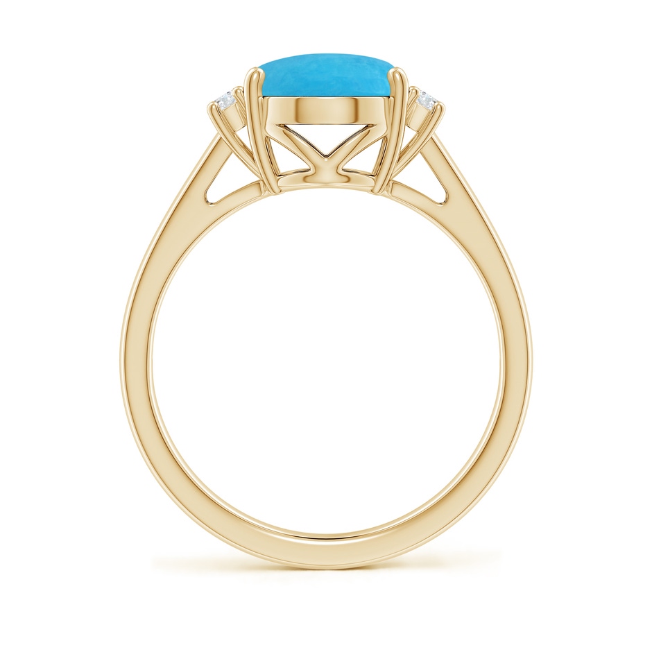 10x8mm A Oval-Shaped Turquoise Solitaire Ring with Diamond Accents in 18K Yellow Gold side 199