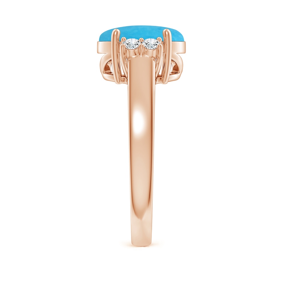 10x8mm A Oval-Shaped Turquoise Solitaire Ring with Diamond Accents in Rose Gold side 299
