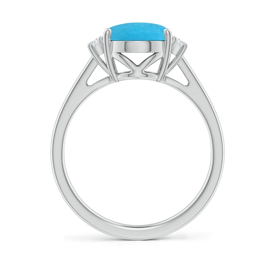 10x8mm A Oval-Shaped Turquoise Solitaire Ring with Diamond Accents in S999 Silver side 199