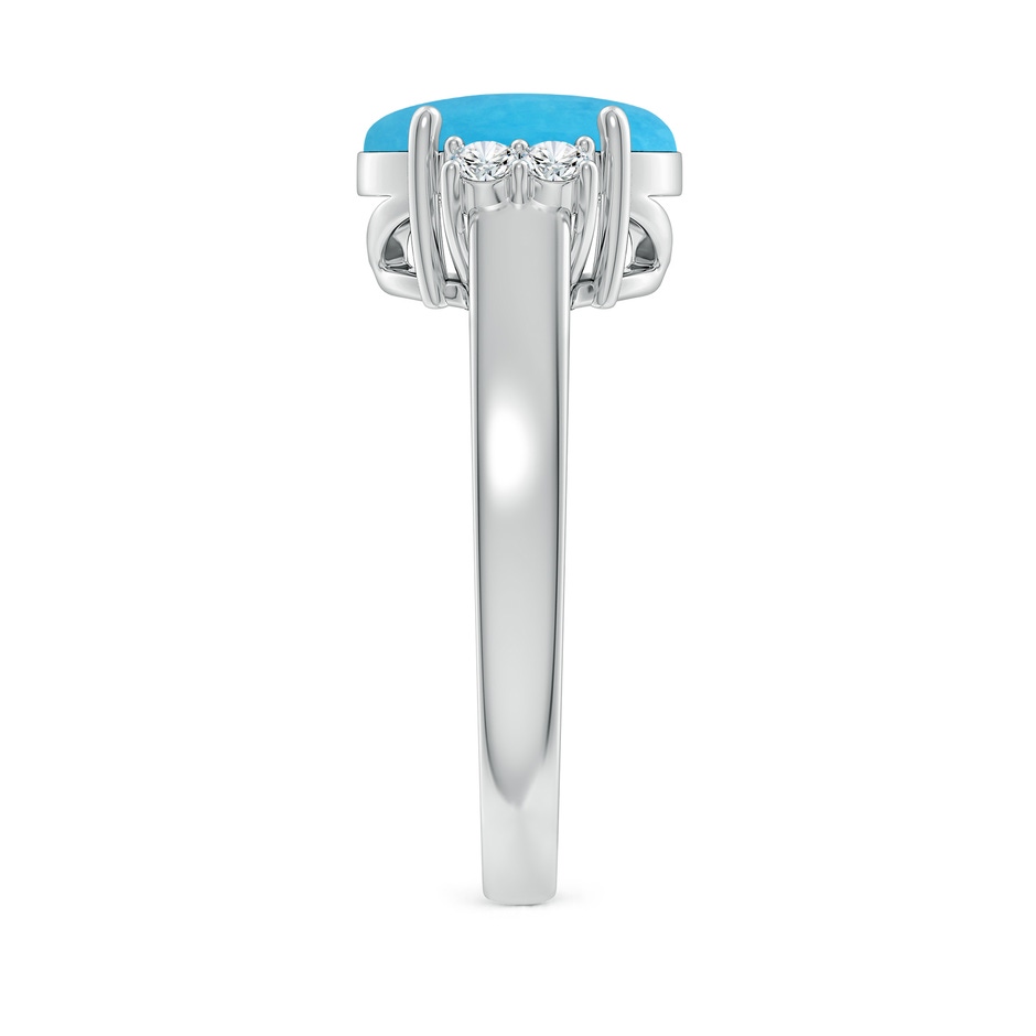 10x8mm A Oval-Shaped Turquoise Solitaire Ring with Diamond Accents in S999 Silver side 299