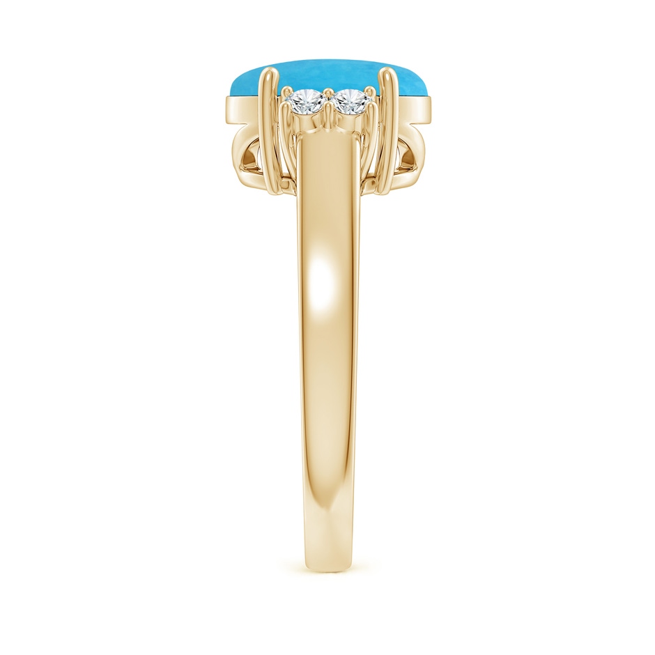 10x8mm A Oval-Shaped Turquoise Solitaire Ring with Diamond Accents in Yellow Gold side 299
