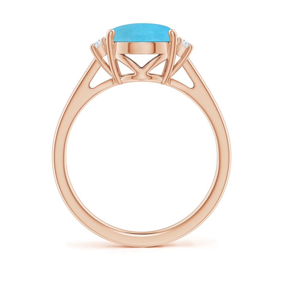 10x8mm AA Oval-Shaped Turquoise Solitaire Ring with Diamond Accents in Rose Gold side 199