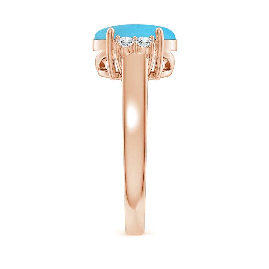 10x8mm AA Oval-Shaped Turquoise Solitaire Ring with Diamond Accents in Rose Gold side 299