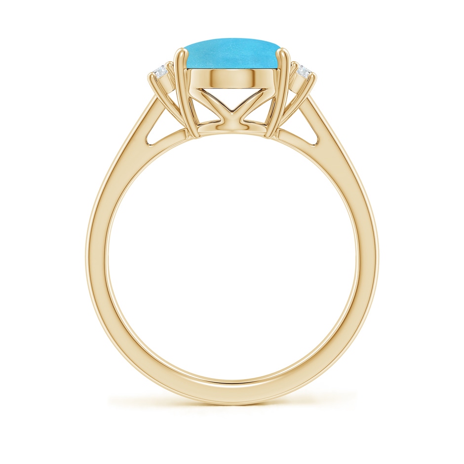 10x8mm AA Oval-Shaped Turquoise Solitaire Ring with Diamond Accents in Yellow Gold side 199