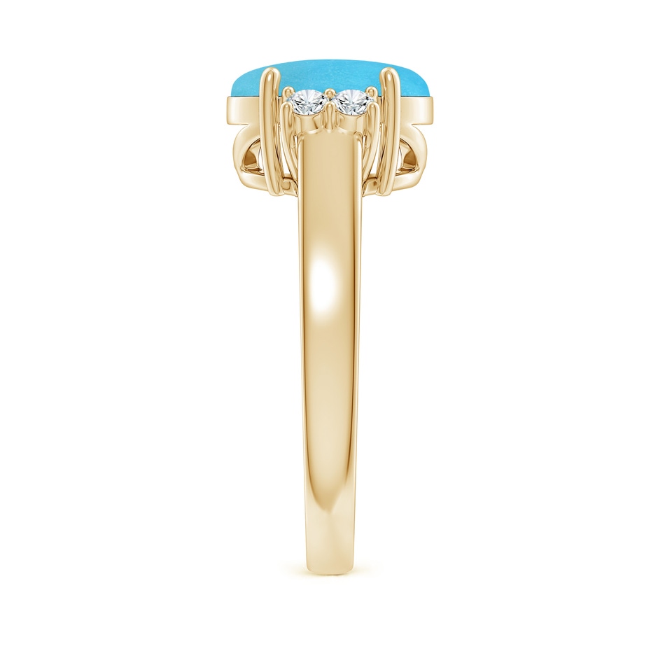 10x8mm AA Oval-Shaped Turquoise Solitaire Ring with Diamond Accents in Yellow Gold side 299