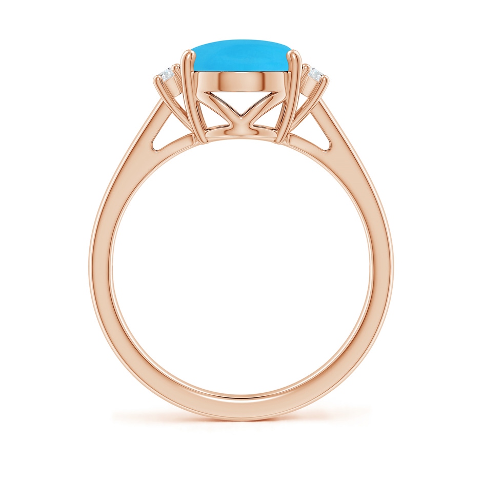 10x8mm AAA Oval-Shaped Turquoise Solitaire Ring with Diamond Accents in Rose Gold side 199