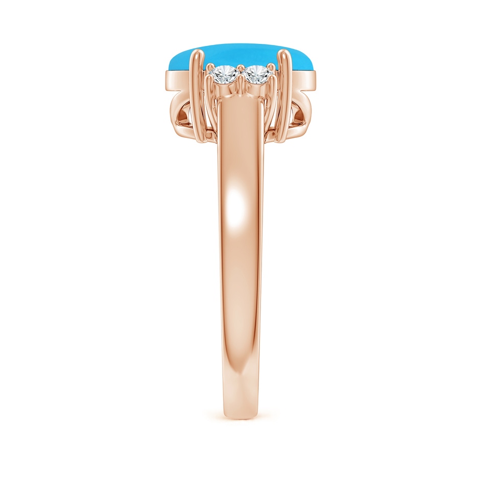 10x8mm AAA Oval-Shaped Turquoise Solitaire Ring with Diamond Accents in Rose Gold side 299