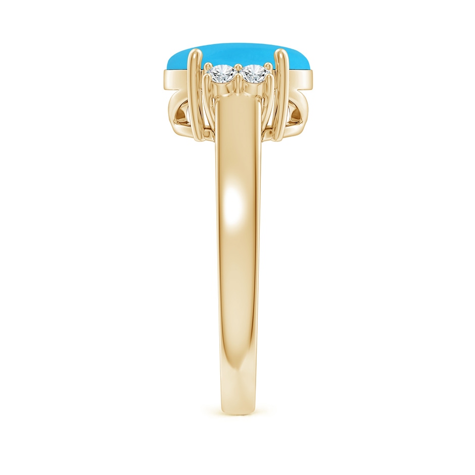 10x8mm AAA Oval-Shaped Turquoise Solitaire Ring with Diamond Accents in Yellow Gold side 299