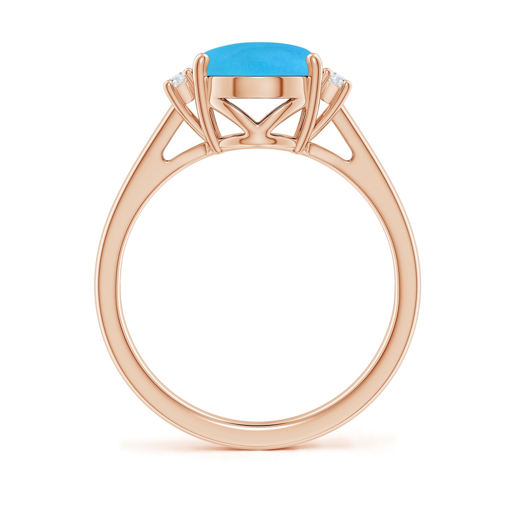 10x8mm AAAA Oval-Shaped Turquoise Solitaire Ring with Diamond Accents in Rose Gold - side 199