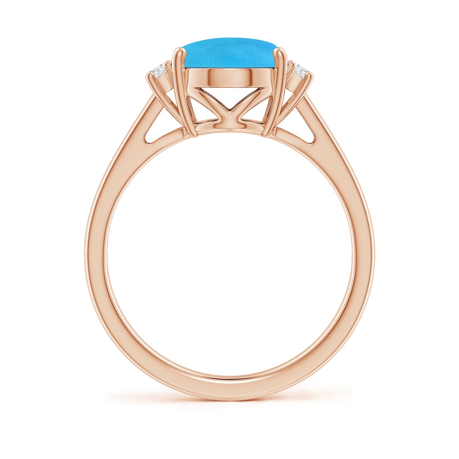 10x8mm AAAA Oval-Shaped Turquoise Solitaire Ring with Diamond Accents in Rose Gold side 199