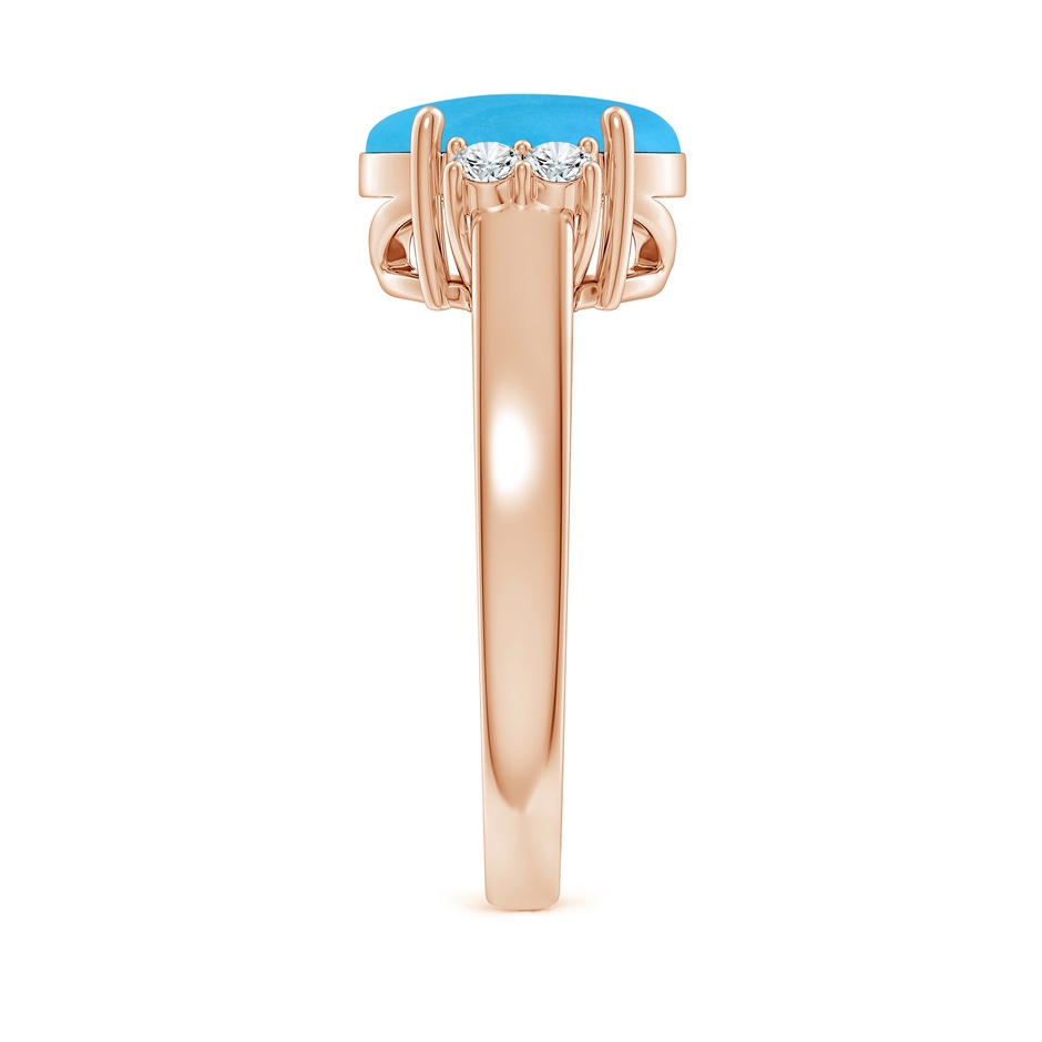 10x8mm AAAA Oval-Shaped Turquoise Solitaire Ring with Diamond Accents in Rose Gold side 299