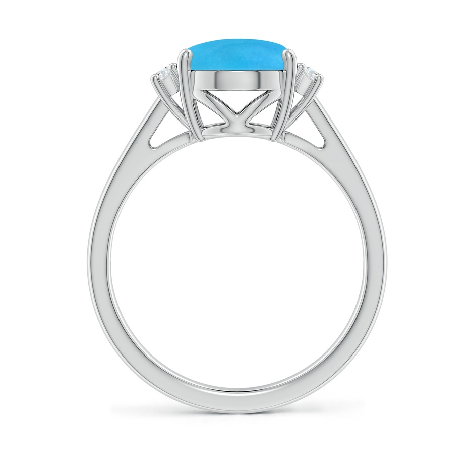 10x8mm AAAA Oval-Shaped Turquoise Solitaire Ring with Diamond Accents in S999 Silver side 199