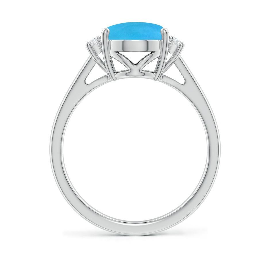 10x8mm AAAA Oval-Shaped Turquoise Solitaire Ring with Diamond Accents in White Gold side-1