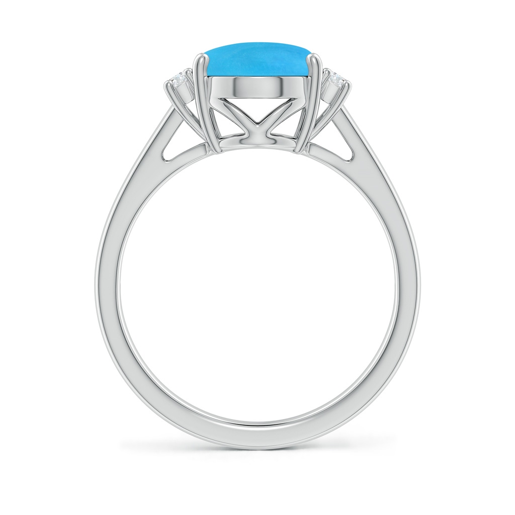 10x8mm AAAA Oval-Shaped Turquoise Solitaire Ring with Diamond Accents in White Gold - side 199