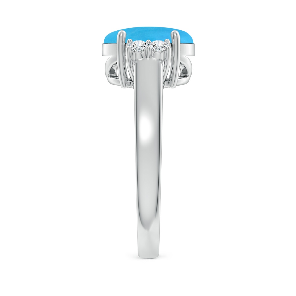 10x8mm AAAA Oval-Shaped Turquoise Solitaire Ring with Diamond Accents in White Gold Side-2