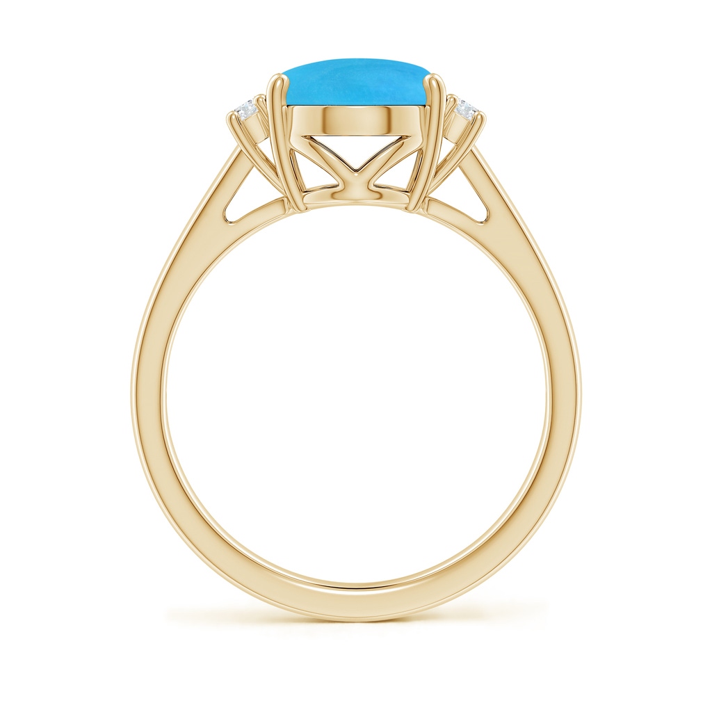 10x8mm AAAA Oval-Shaped Turquoise Solitaire Ring with Diamond Accents in Yellow Gold - side 199