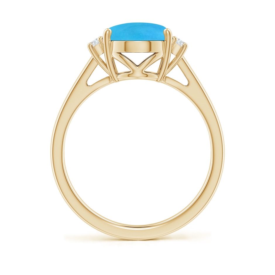 10x8mm AAAA Oval-Shaped Turquoise Solitaire Ring with Diamond Accents in Yellow Gold side 199