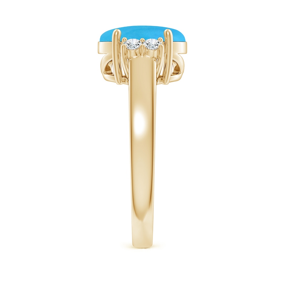 10x8mm AAAA Oval-Shaped Turquoise Solitaire Ring with Diamond Accents in Yellow Gold side 299