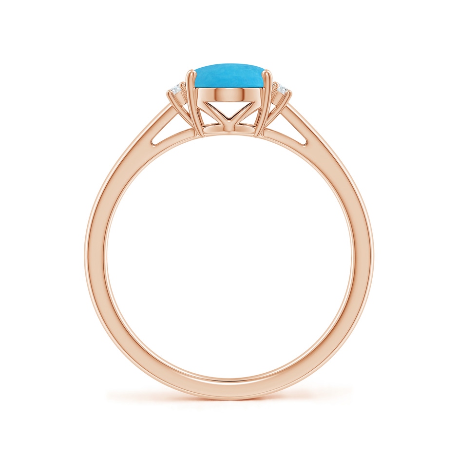 8x6mm A Oval-Shaped Turquoise Solitaire Ring with Diamond Accents in Rose Gold side 199