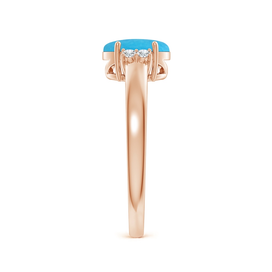 8x6mm A Oval-Shaped Turquoise Solitaire Ring with Diamond Accents in Rose Gold side 299