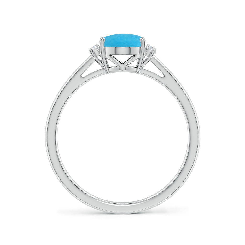 8x6mm A Oval-Shaped Turquoise Solitaire Ring with Diamond Accents in S999 Silver - side 199