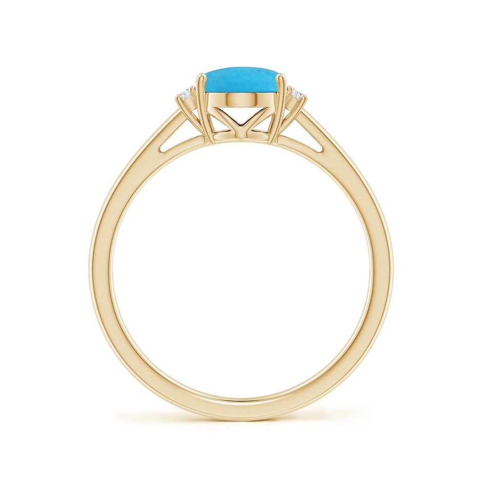 8x6mm A Oval-Shaped Turquoise Solitaire Ring with Diamond Accents in Yellow Gold side 199