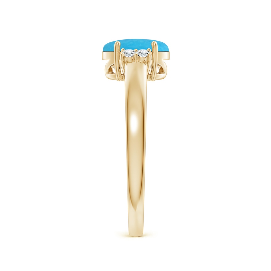 8x6mm A Oval-Shaped Turquoise Solitaire Ring with Diamond Accents in Yellow Gold side 299