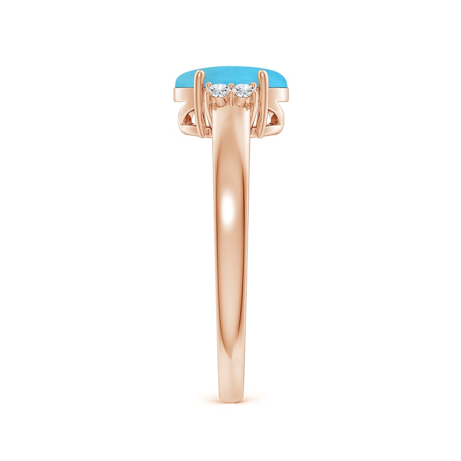 8x6mm AA Oval-Shaped Turquoise Solitaire Ring with Diamond Accents in Rose Gold side 299