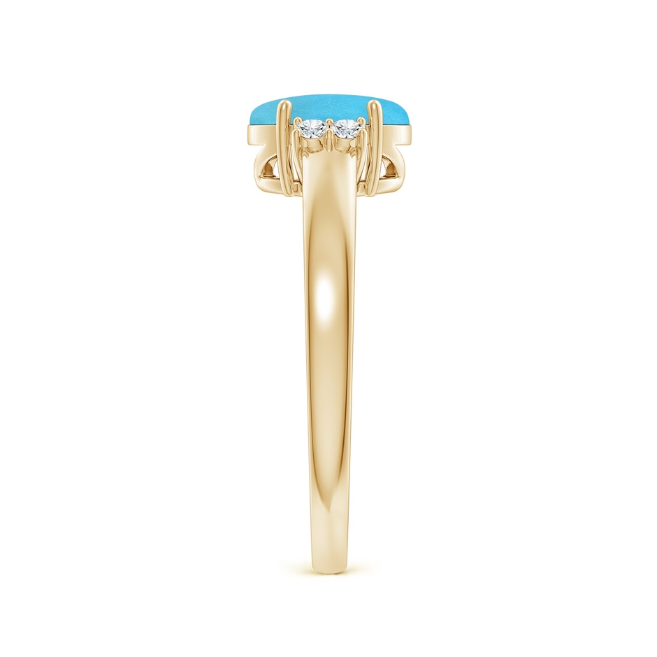 8x6mm AA Oval-Shaped Turquoise Solitaire Ring with Diamond Accents in Yellow Gold side 299