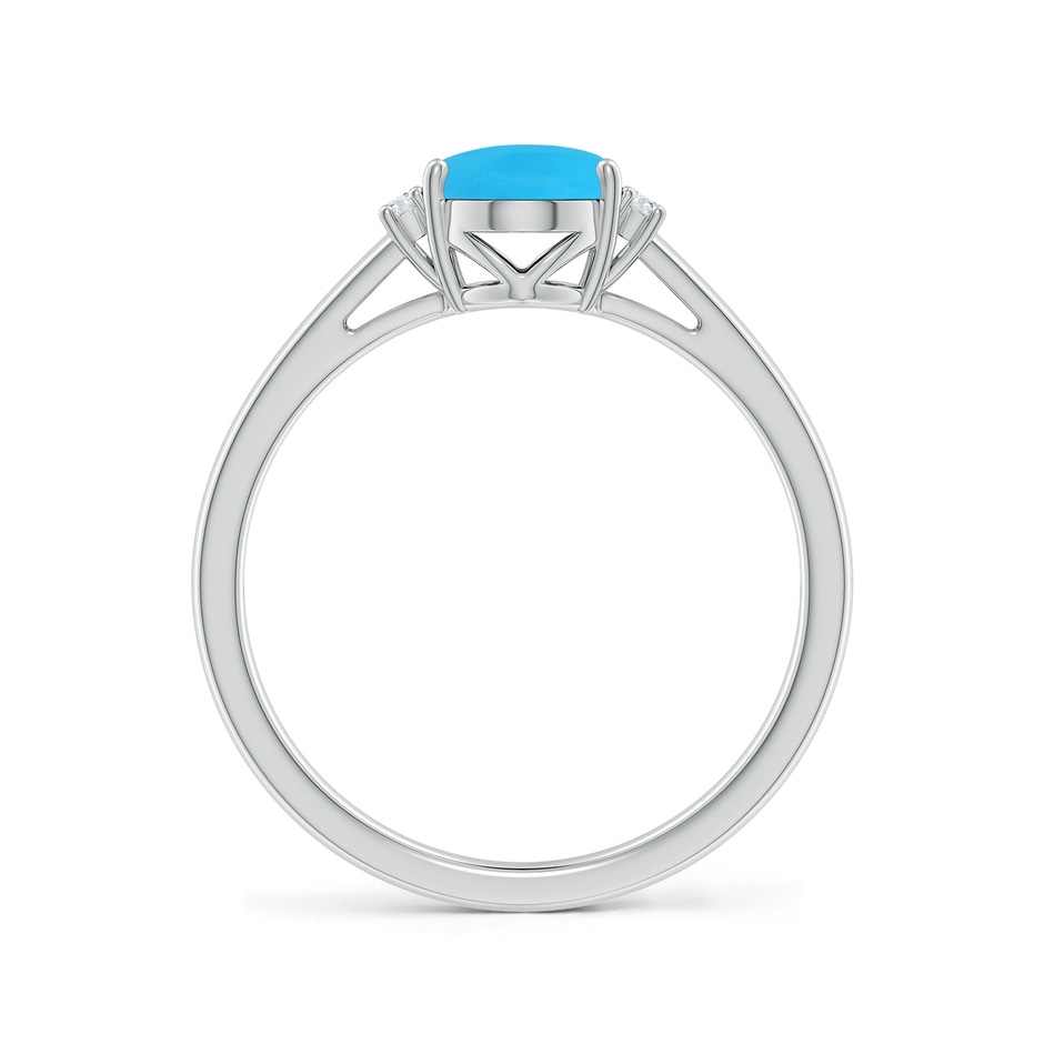 8x6mm AAA Oval-Shaped Turquoise Solitaire Ring with Diamond Accents in S999 Silver side 199