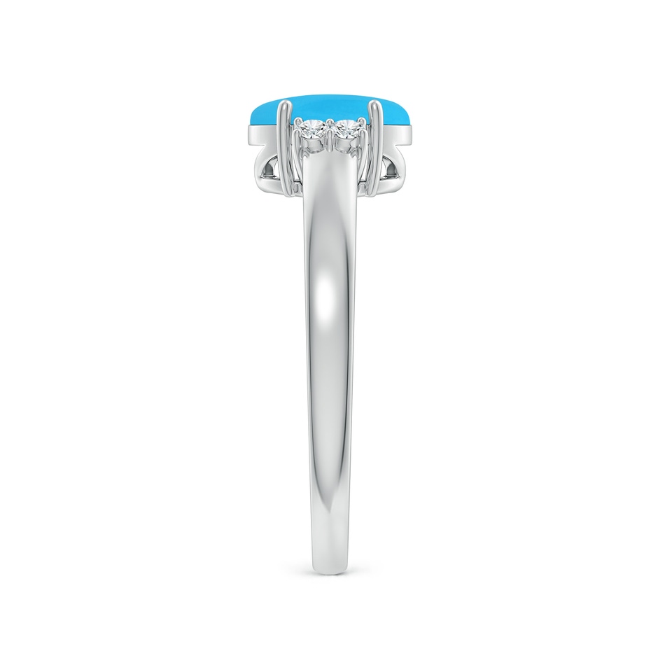 8x6mm AAA Oval-Shaped Turquoise Solitaire Ring with Diamond Accents in S999 Silver side 299