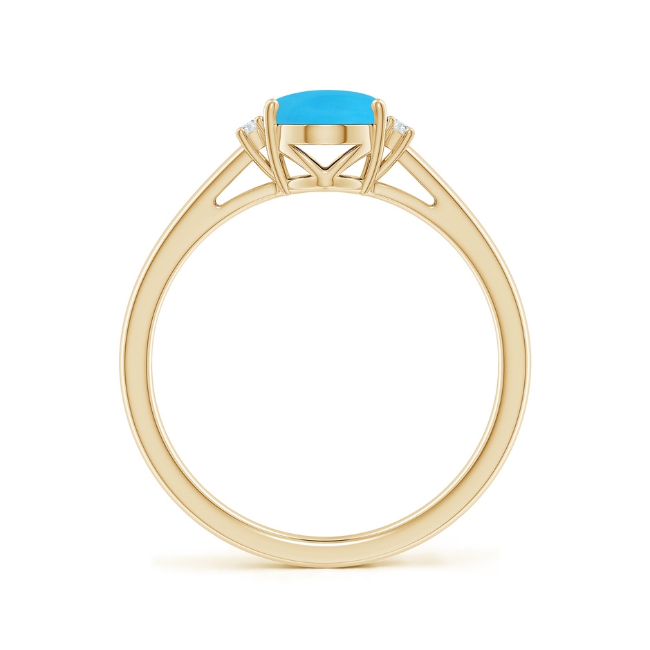 8x6mm AAA Oval-Shaped Turquoise Solitaire Ring with Diamond Accents in Yellow Gold side 199