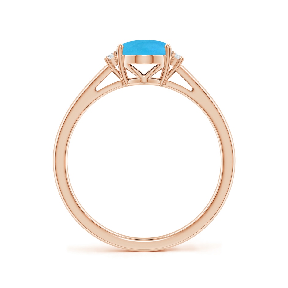 8x6mm AAAA Oval-Shaped Turquoise Solitaire Ring with Diamond Accents in Rose Gold side 199