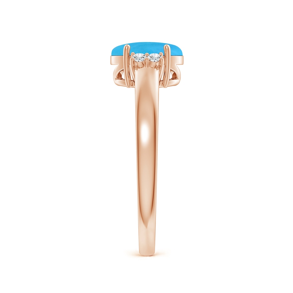 8x6mm AAAA Oval-Shaped Turquoise Solitaire Ring with Diamond Accents in Rose Gold side 299