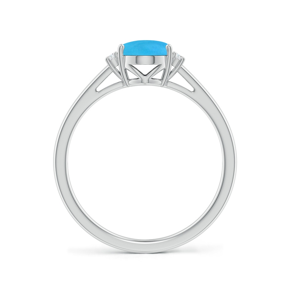 8x6mm AAAA Oval-Shaped Turquoise Solitaire Ring with Diamond Accents in S999 Silver side 199