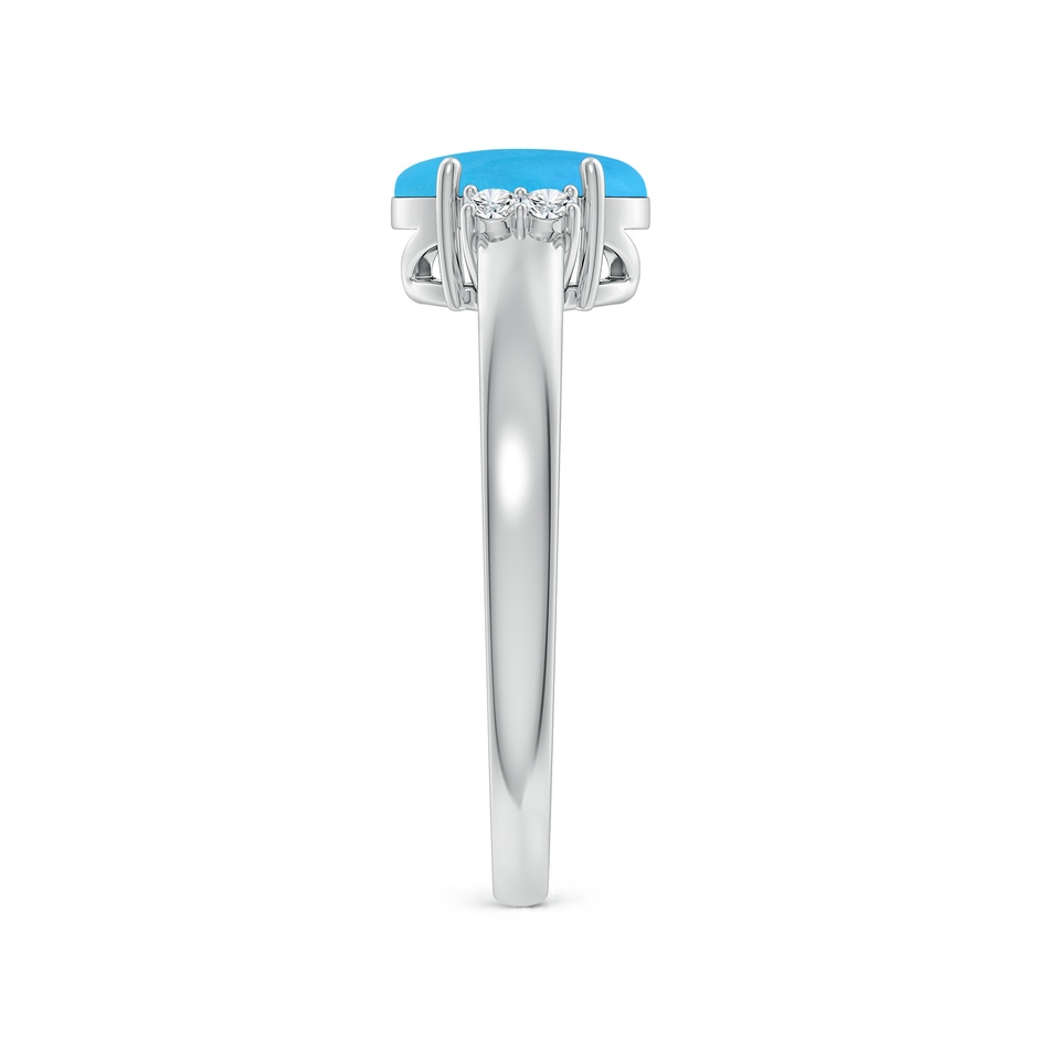 8x6mm AAAA Oval-Shaped Turquoise Solitaire Ring with Diamond Accents in S999 Silver side 299