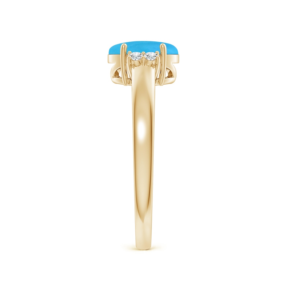 8x6mm AAAA Oval-Shaped Turquoise Solitaire Ring with Diamond Accents in Yellow Gold side 299