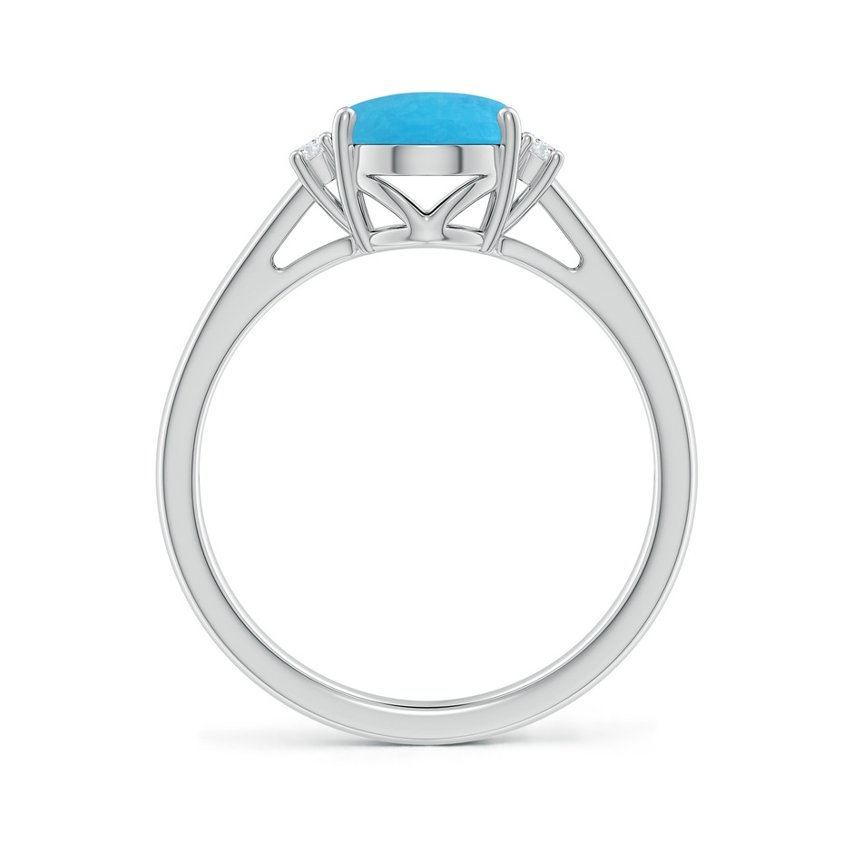 9x7mm A Oval-Shaped Turquoise Solitaire Ring with Diamond Accents in S999 Silver side 199
