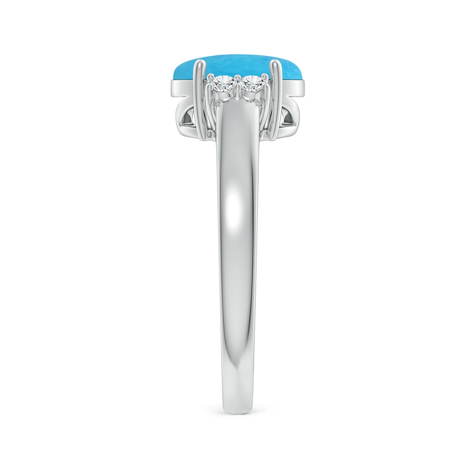 9x7mm A Oval-Shaped Turquoise Solitaire Ring with Diamond Accents in S999 Silver side 299