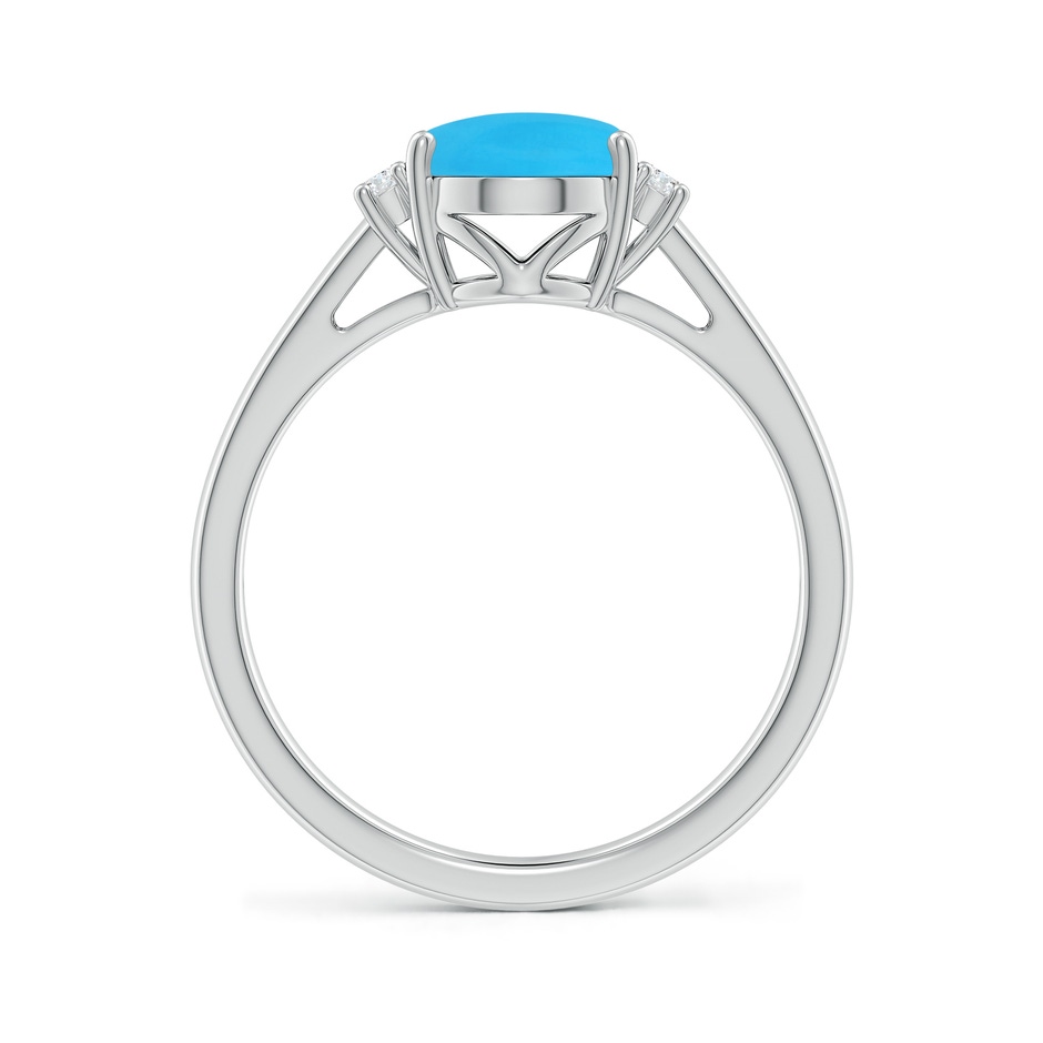 9x7mm AAA Oval-Shaped Turquoise Solitaire Ring with Diamond Accents in White Gold side-1